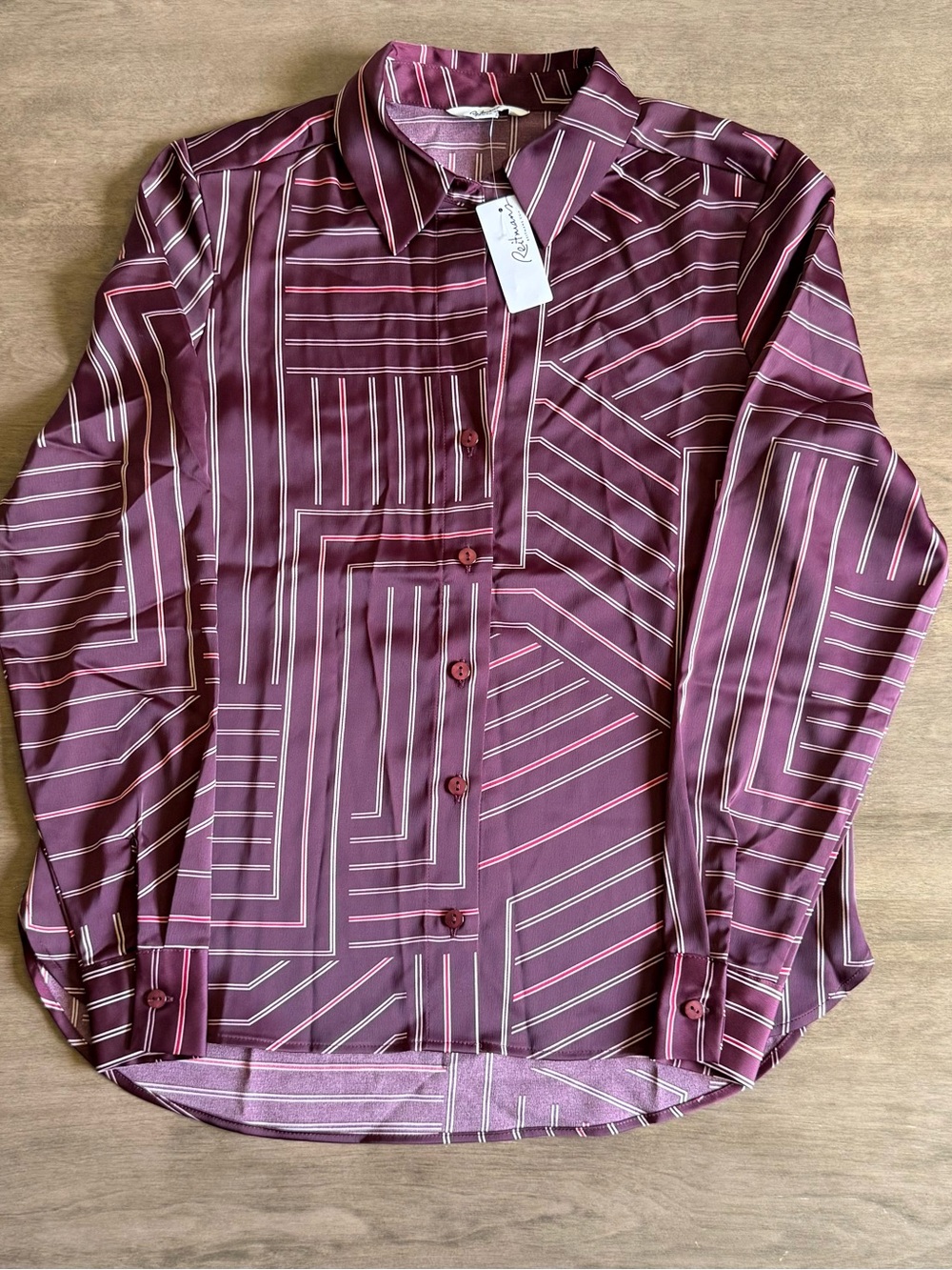 Reitmans Women's Plum Striped Button-Down Blouse